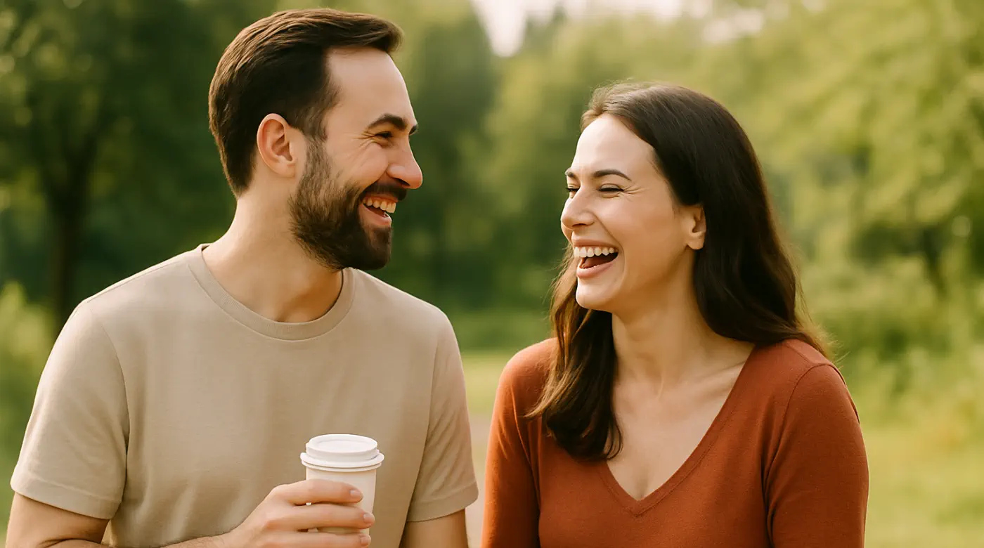 Benefits of Relationship Healing — Building Connection, Trust, and Joy Smiling couple enjoying time together outdoors, symbolizing the benefits of relationship healing and deeper emotional connection.